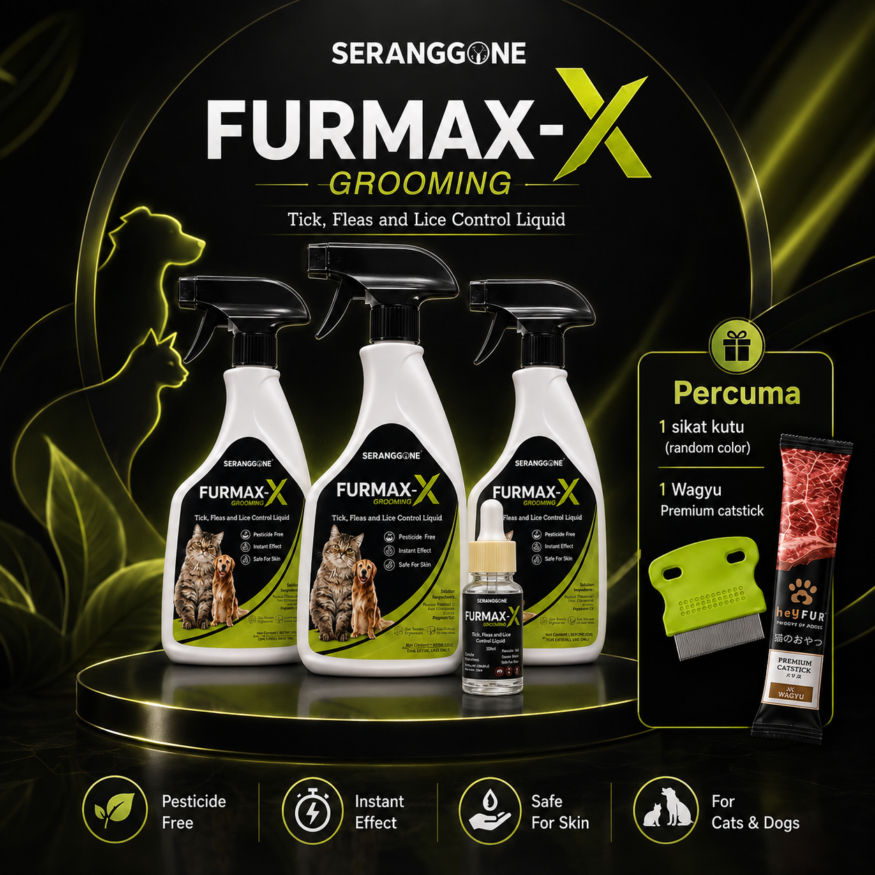 Set 3 botol spray kutu kucing